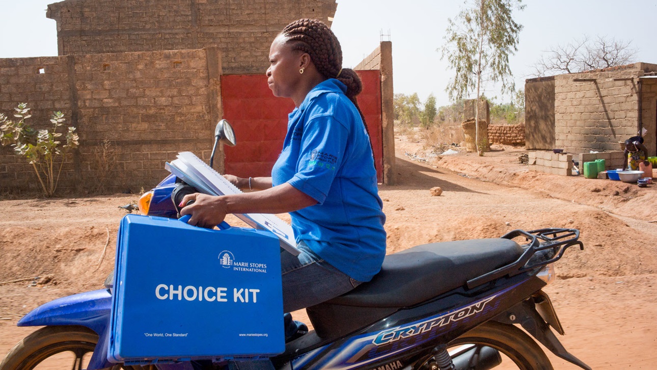 Mobile midwives travel to remote areas of Burkina Faso to educate women about family planning services.