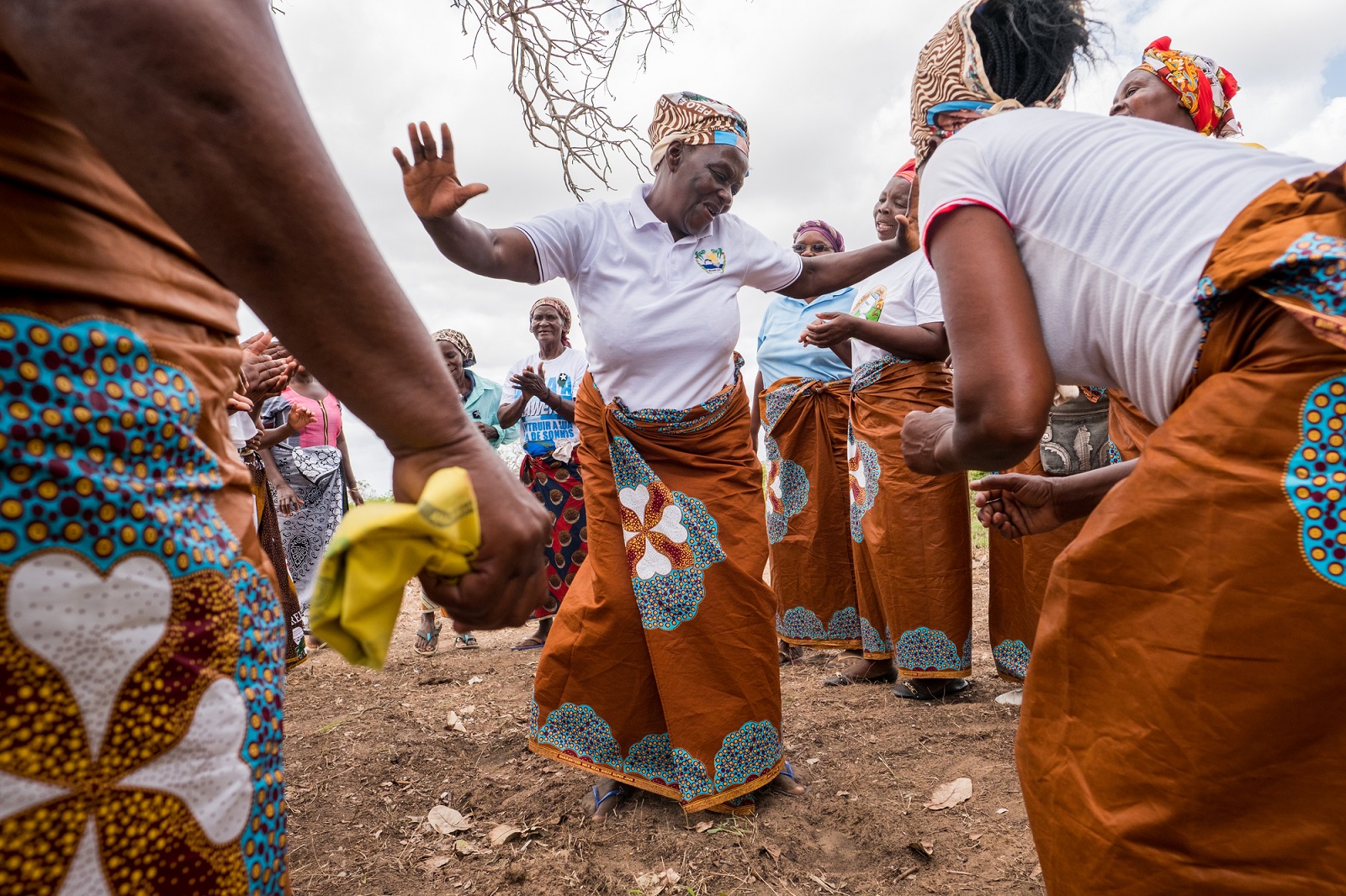 图片说明：莫桑比克伊尼扬巴内的村民们跳舞庆祝当地分发可预防疟疾的蚊帐。