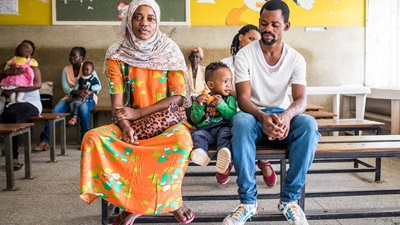 A Kenyan family at the Umoja Health Centre in Nairobi.