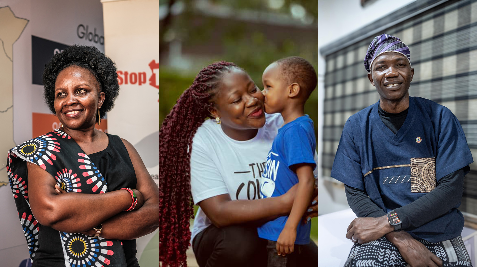 From L to R: Evaline Kibuchi, Robinah Babirye with her son, and Semiye Michael Larayetan 
