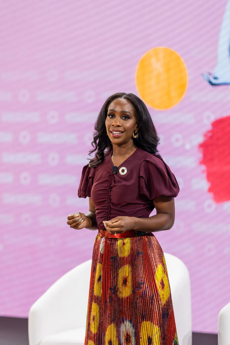 Abby Phillip attends Goalkeepers 2023. ©Gates Archive/Kevin Hagen